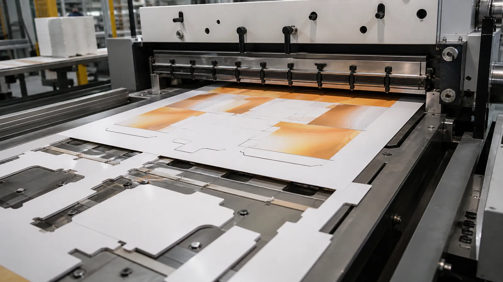 Printed paperboard sheet and stripped carton blanks at a flatbed die-cutting machine
