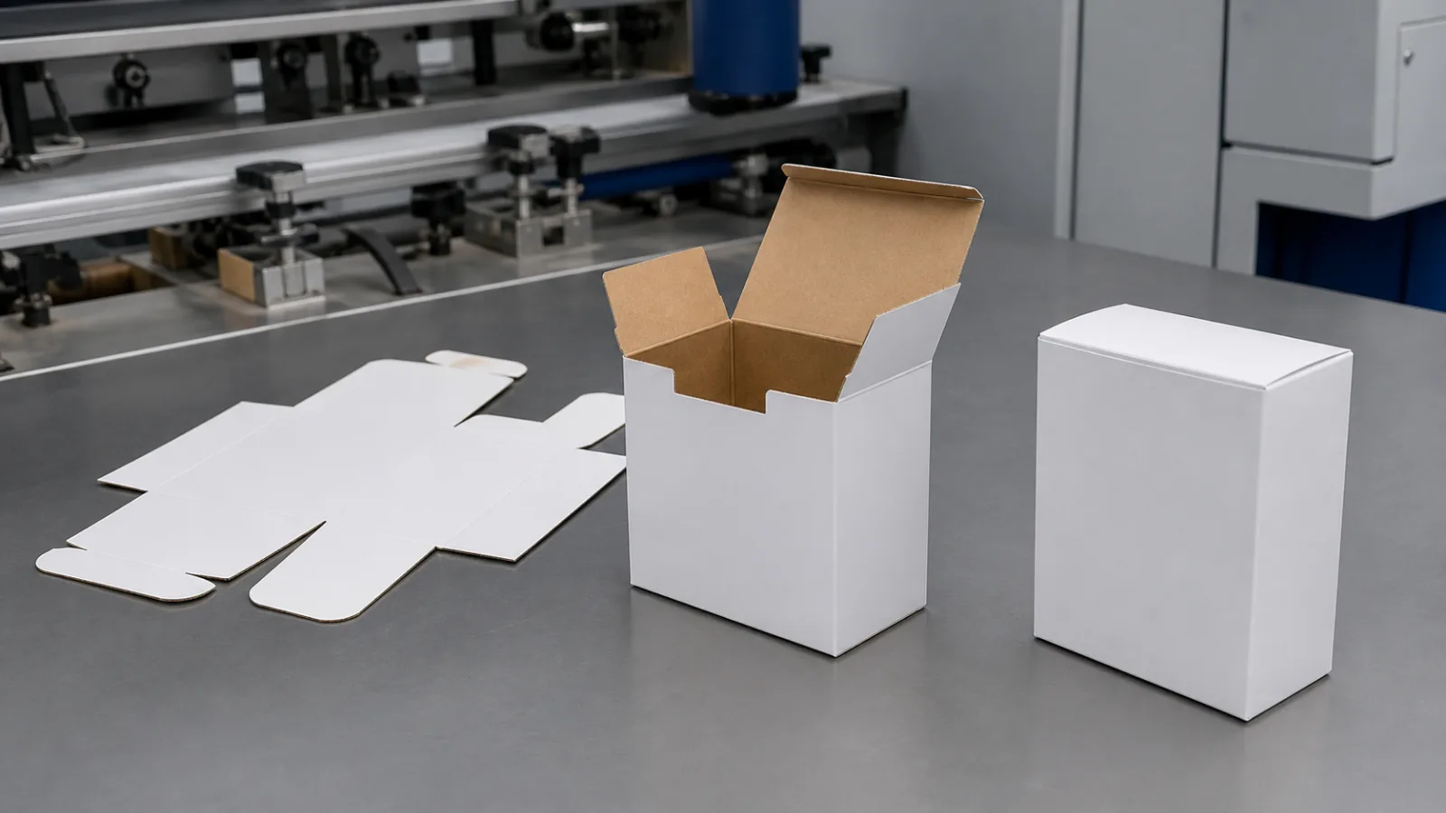 Flat paperboard blank, partly erected carton and finished unbranded folding carton