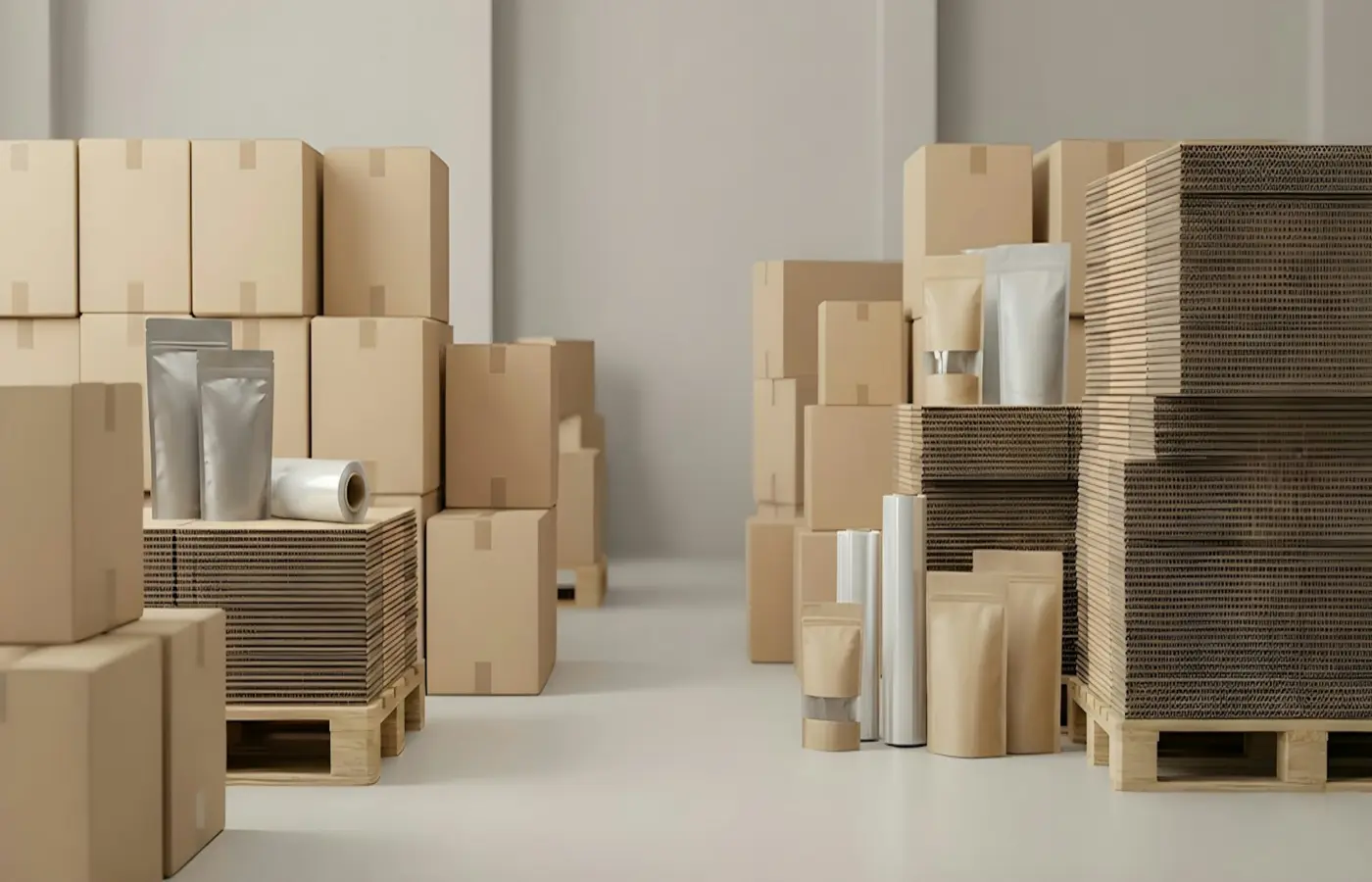 Paper pallets in a climate-controlled warehouse